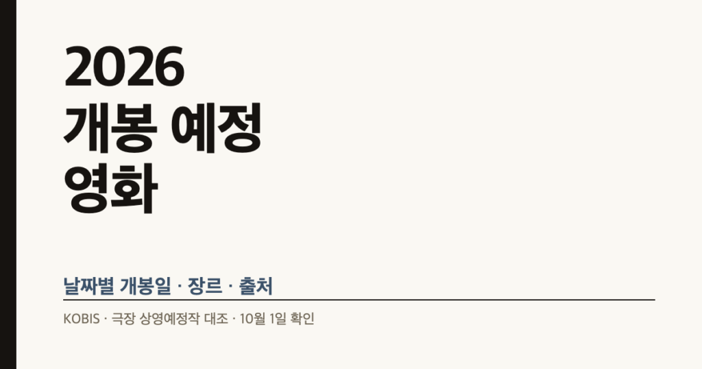 2026년 10월·11월 개봉 예정 영화 총정리: 날짜별 개봉일과 장르